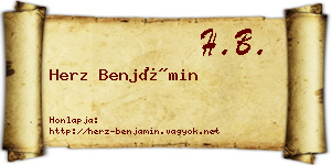 Herz Benjámin névjegykártya
